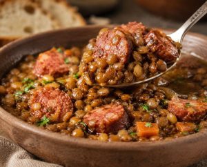 Lentejas con chorizo casero
